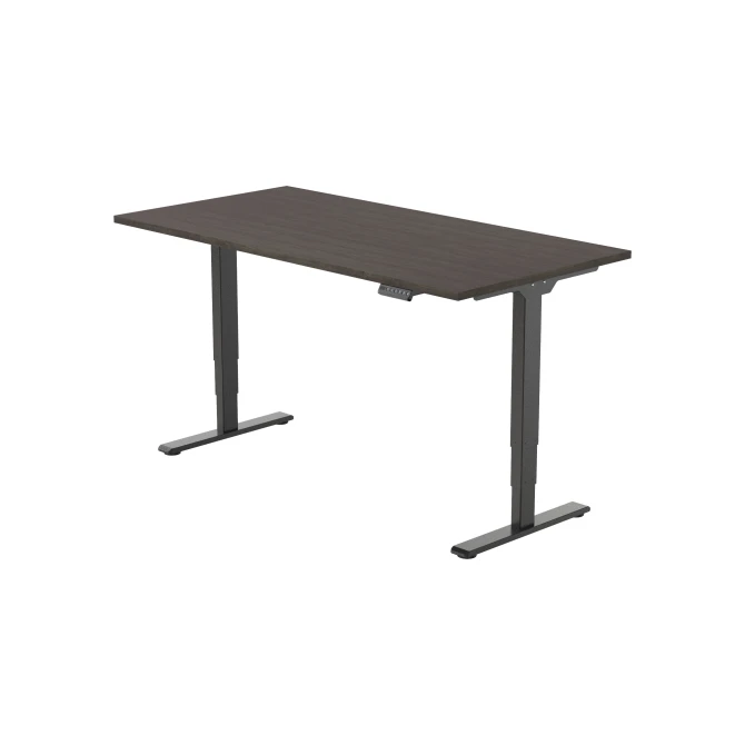 Bureau Econ elektrisch. 120X80cm. Logan Eiken Blad. Zwarte Poten