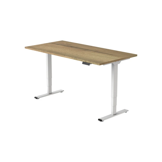 Bureau Econ elektrisch. 120X80cm. Natuur Eiken Blad. Witte Poten