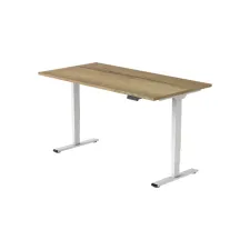 Bureau Econ elektrisch. 140X80cm. Natuur Eiken Blad. Witte Poten