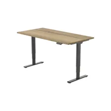 Bureau Econ elektrisch. 140X80cm. Natuur Eiken Blad. Zwarte Poten