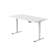 Bureau Econ elektrisch. 160X80cm. Wit Blad. Witte Poten