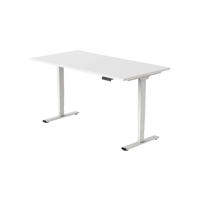 Bureau Econ elektrisch. 160X80cm. Wit Blad. Witte Poten
