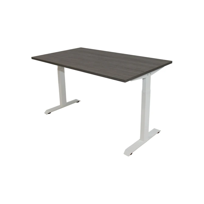 Bureau Instelbaar 120 x 80 cm Logan Eiken Blad Witte Poten