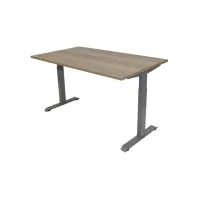Bureau Instelbaar 120 x 80 cm Natuur Eiken Blad Aluminium Poten