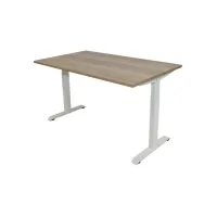 Bureau Instelbaar 120 x 80 cm Natuur Eiken Blad Witte Poten
