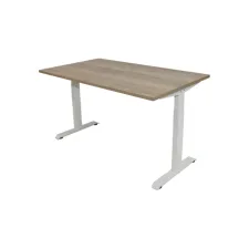 Bureau Instelbaar 120 x 80 cm Natuur Eiken Blad Witte Poten