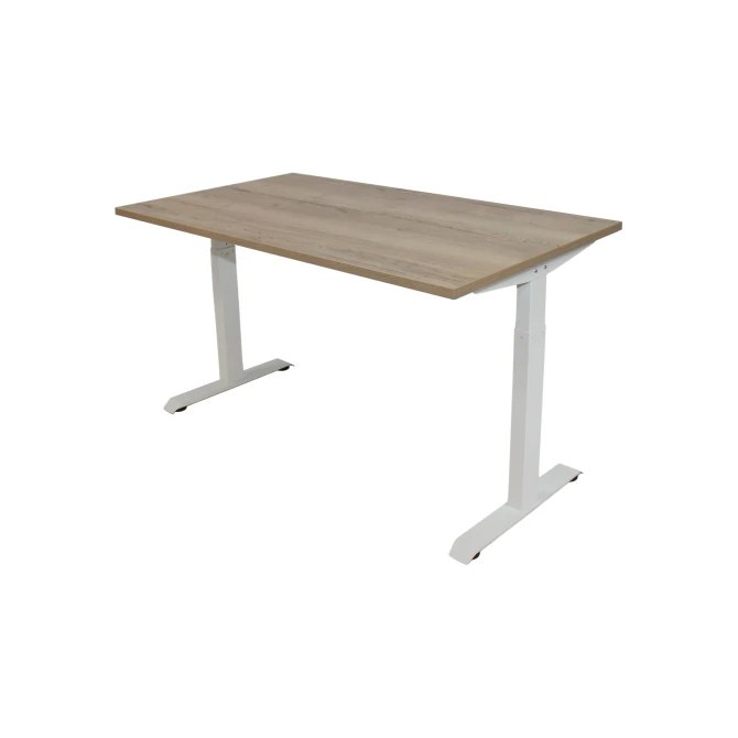 Bureau Instelbaar 120 x 80 cm Natuur Eiken Blad Witte Poten