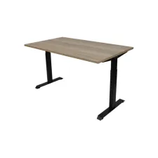 Bureau Instelbaar 140 x 80 cm Natuur Eiken Blad Zwarte Poten