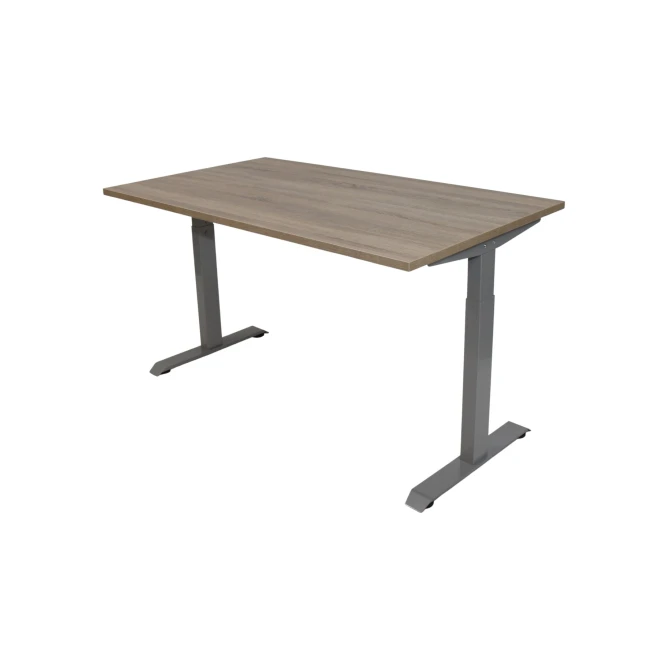 Bureau Instelbaar 140 x 80 cm Robson Eiken Blad Aluminium Poten