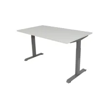 Bureau Instelbaar 140 x 80 cm Wit Blad Aluminium Poten
