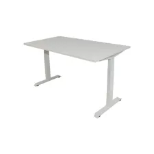 Bureau Instelbaar 140 x 80 cm Wit Blad Witte Poten