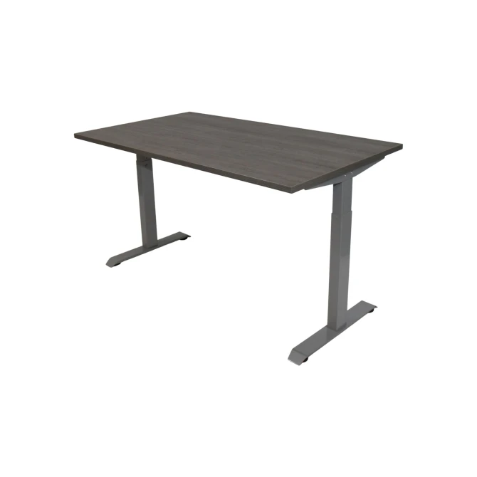 Bureau Instelbaar 160 x 80 cm Logan Eiken Blad Aluminium Poten