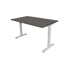 Bureau Instelbaar 160 x 80 cm Logan Eiken Blad Witte Poten