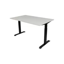 Bureau Instelbaar 160 x 80 cm Wit Blad Zwarte Poten