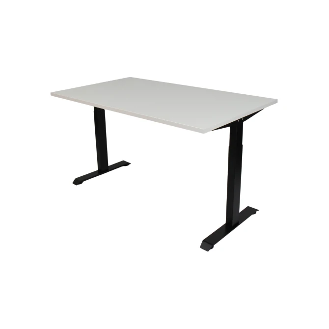 Bureau Instelbaar 160 x 80 cm Wit Blad Zwarte Poten