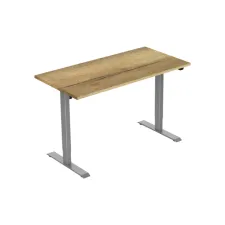 Bureau elektrisch. 120X80cm. Natuur Eiken Blad. Aluminium Poten