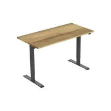 Bureau elektrisch. 140X80cm. Natuur Eiken Blad. Zwarte Poten