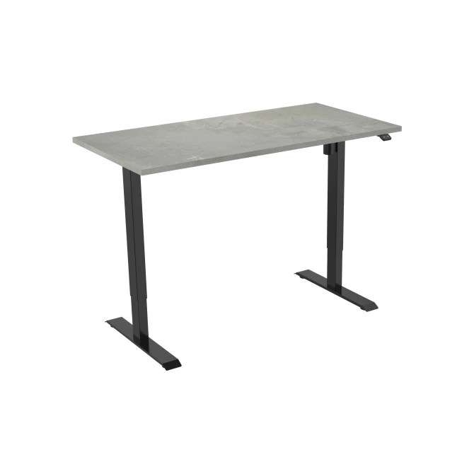 Bureau elektrisch. 140X80cm. Oxyd Blad. Zwarte Poten