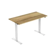 Bureau elektrisch. 160X80cm. Natuur Eiken Blad. Witte Poten