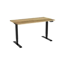 Bureau elektrisch. 2-motorig. 120X80cm. Natuur Eiken Blad. Zwarte Poten