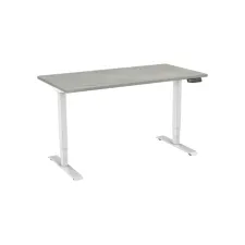 Bureau elektrisch. 2-motorig. 120X80cm. Oxyd Blad. Witte Poten