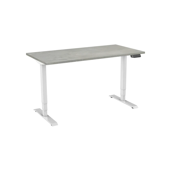 Bureau elektrisch. 2-motorig. 120X80cm. Oxyd Blad. Witte Poten