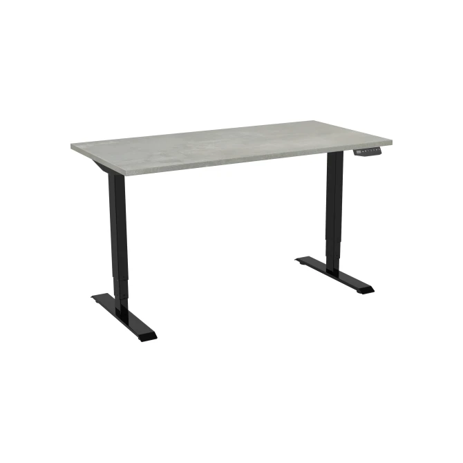 Bureau elektrisch. 2-motorig. 120X80cm. Oxyd Blad. Zwarte Poten