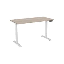 Bureau elektrisch. 2-motorig. 120X80cm. Robson Eiken Blad. Witte Poten
