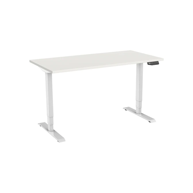 Bureau elektrisch. 2-motorig. 120X80cm. Wit Blad. Witte Poten