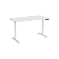 Bureau elektrisch. 2-motorig. 140X80cm. Wit Blad. Witte Poten