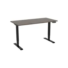 Bureau elektrisch. 2-motorig. 160X80cm. Logan Eiken Blad. Zwarte Poten