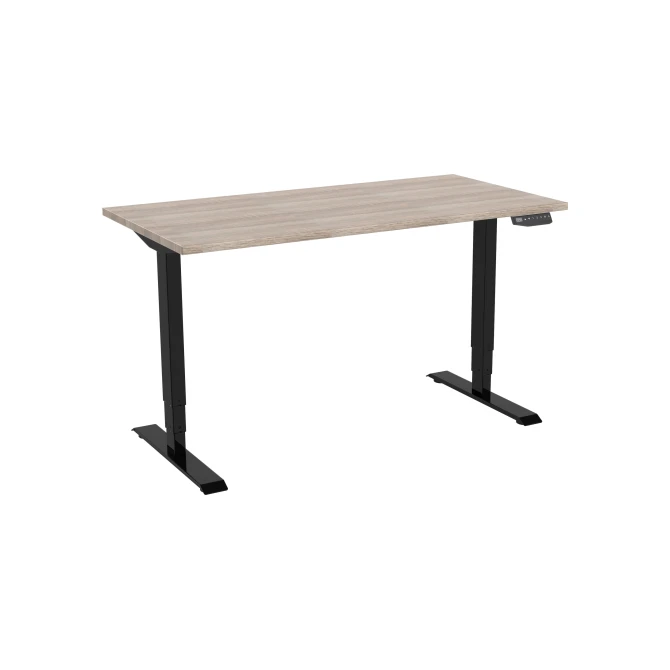 Bureau elektrisch. 2-motorig. 160X80cm. Robson Eiken Blad. Zwarte Poten