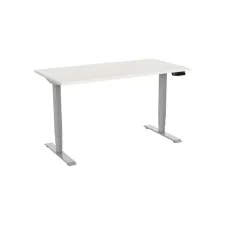 Bureau elektrisch. 2-motorig. 160X80cm. Wit Blad. Aluminium Poten