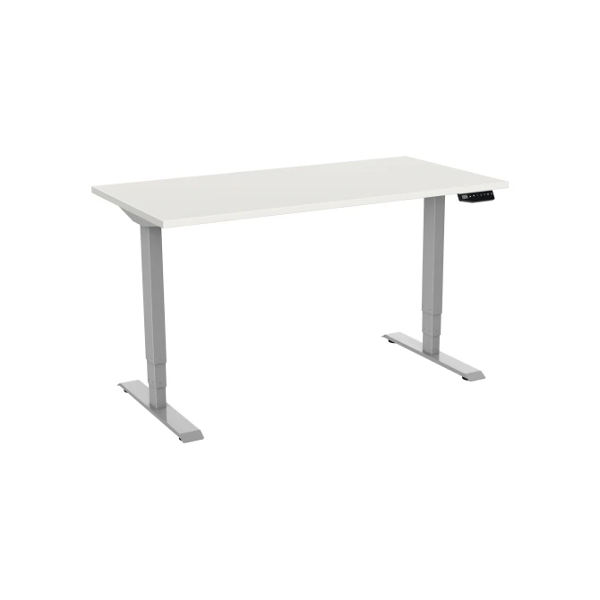 Bureau elektrisch. 2-motorig. 160X80cm. Wit Blad. Aluminium Poten