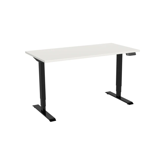 Bureau elektrisch. 2-motorig. 160X80cm. Wit Blad. Zwarte Poten