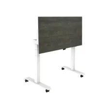 Bureau elektrisch. Opklapbaar. 120 x 80 cm. Logan Eiken Blad. Witte Poten