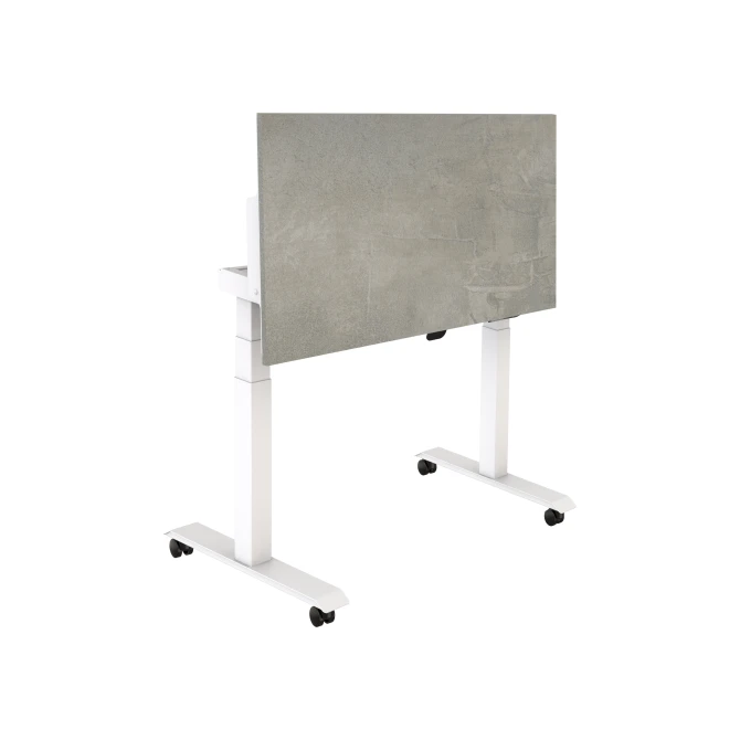 Bureau elektrisch. Opklapbaar. 120 x 80 cm. Oxyd Blad. Witte Poten