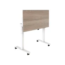 Bureau elektrisch. Opklapbaar. 120 x 80cm. Robson Eiken Blad. Witte Poten