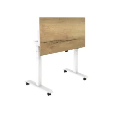 Bureau elektrisch. Opklapbaar. 160 x 80 cm. Natuur Eiken Blad. Witte Poten