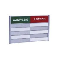 Aan- afwezigheidsbord voor 5 namen