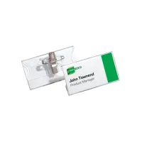 Acrylbadge Durable met combiklem 40x75mm