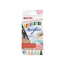 Acrylmarker edding e-5100 medium pastel assorti set à 5 stuks Acrylmarker edding e-5100 medium pastel assorti set à 5 stuks