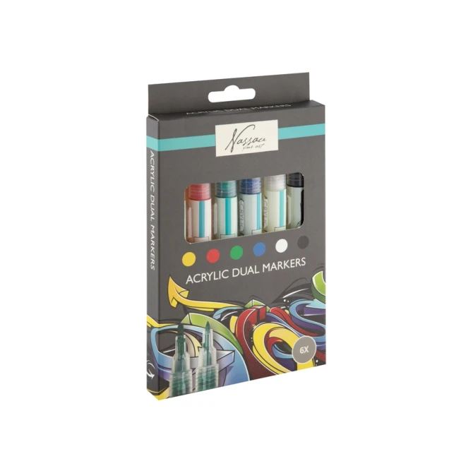 Acrylmarker Nassau duopunt set à 6 kleuren