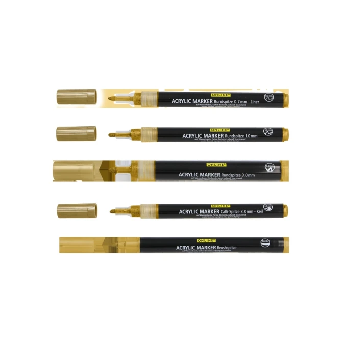 Acrylmarker Online lettering 5 breedtes goud