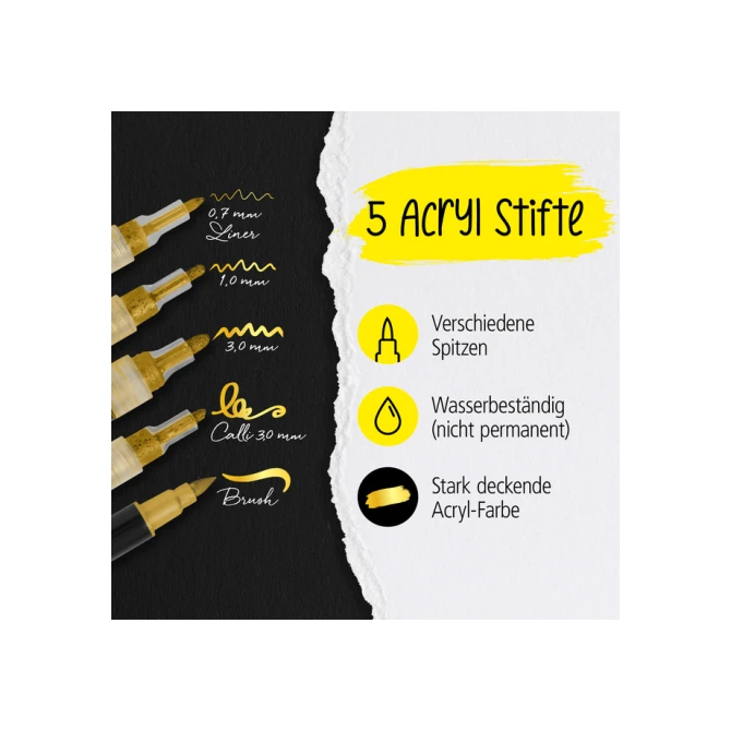 Acrylmarker Online lettering 5 breedtes goud