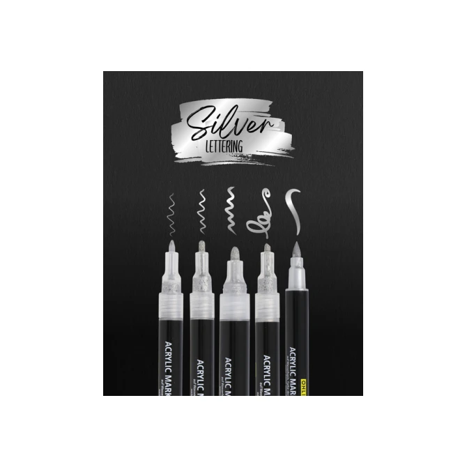 Acrylmarker Online lettering 5 breedtes zilver