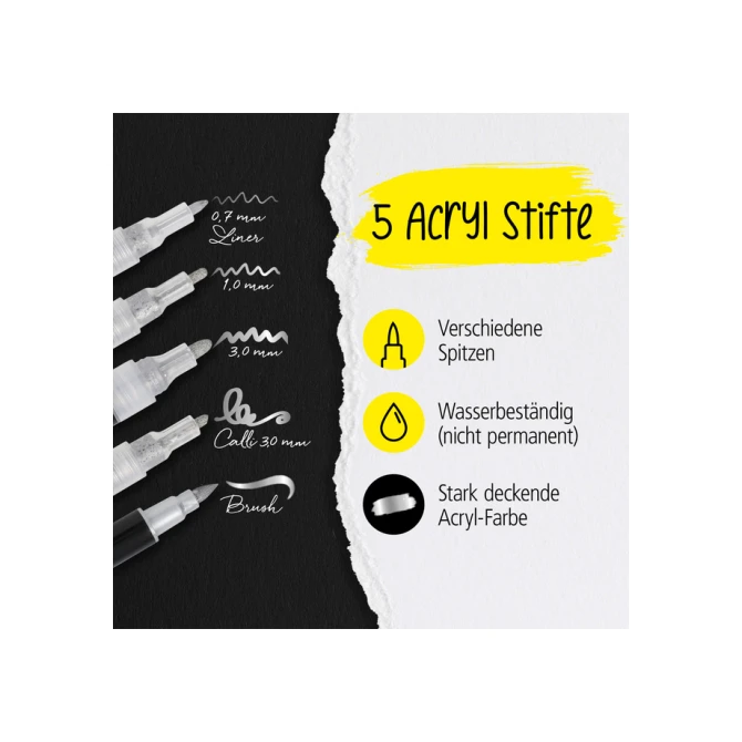 Acrylmarker Online lettering 5 breedtes zilver
