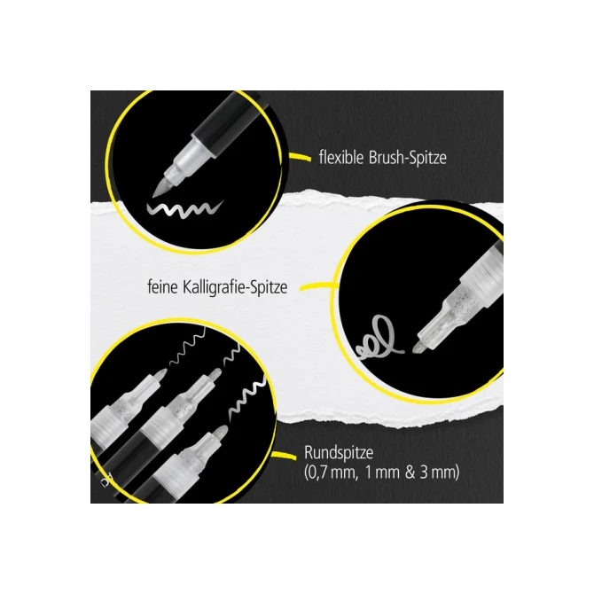Acrylmarker Online lettering 5 breedtes zilver