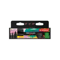 Acrylmarker STABILO  Free Acrylic Mixed Tip set à 3 breedtes zwart