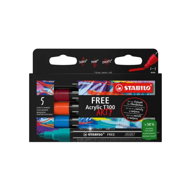 Acrylmarker STABILO  Free Acrylic T300 Urban assorti 5 stuks